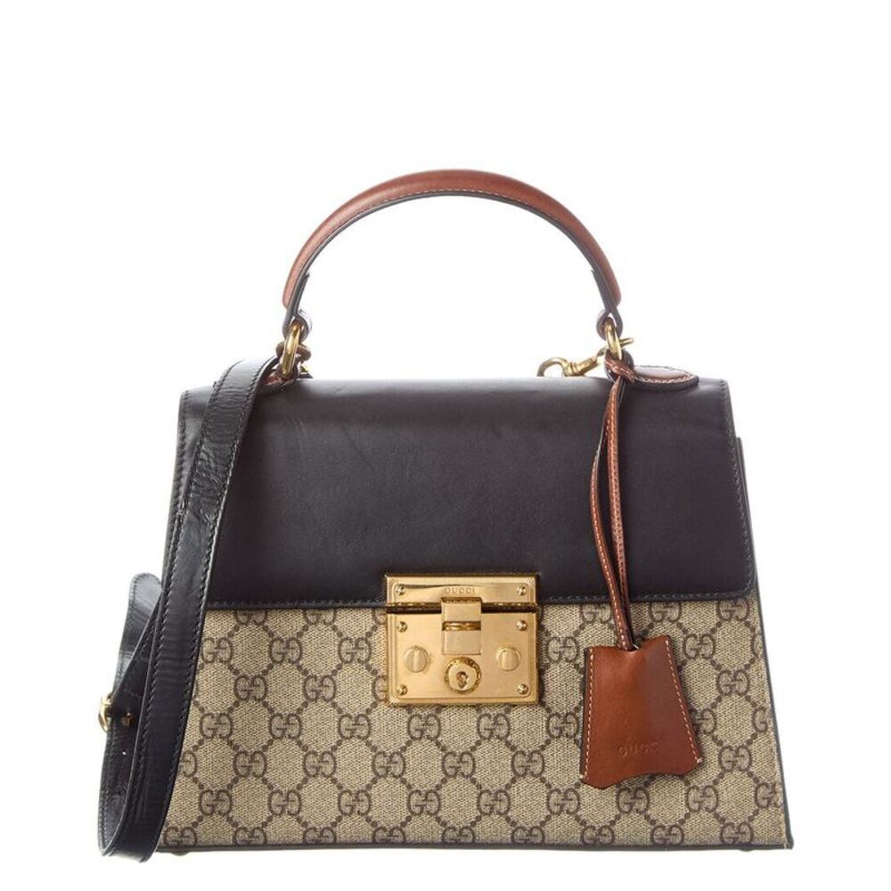 Gucci Beige Gg Supreme & Leather Padlock Top Handle (Authentic Pre-Loved)